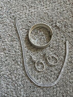 Anne Klein Silver-Tone Crystal Bracelet with Matching Jewelry Set